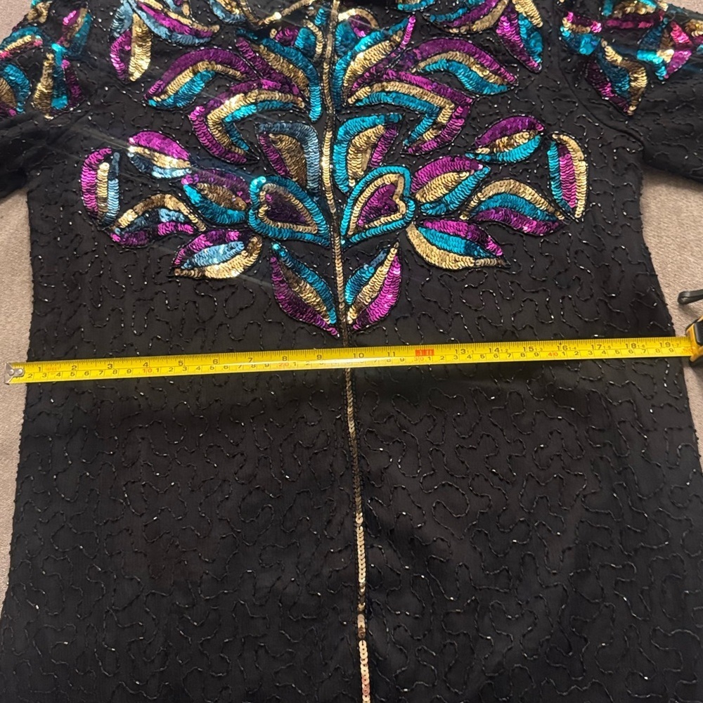 Vintage Jewel Queen Black Silk Beaded Coat - Picture 9 of 10